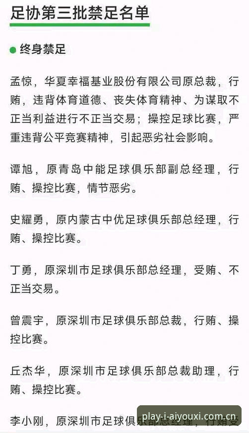 足协第三批禁足名单发布，如何在爱游戏官方入口追踪赛事公正性？